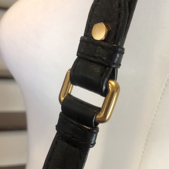 MARC JACOBS Black Tumbled Leather Top Handle Crossbody Women’s Workwear Satchel - Picture 11 of 17